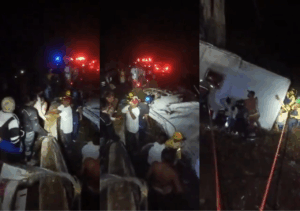 Tragedia en Choroní: 1 mujer fallecida y 35 heridos tras caída de autobús por un barranco