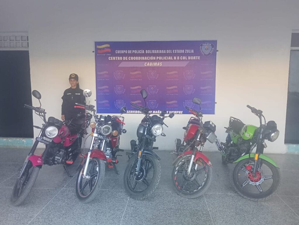 Tres hombres detenidos, ocho motos y una bicicleta retenidas procesó el Cpbez en el Zulia