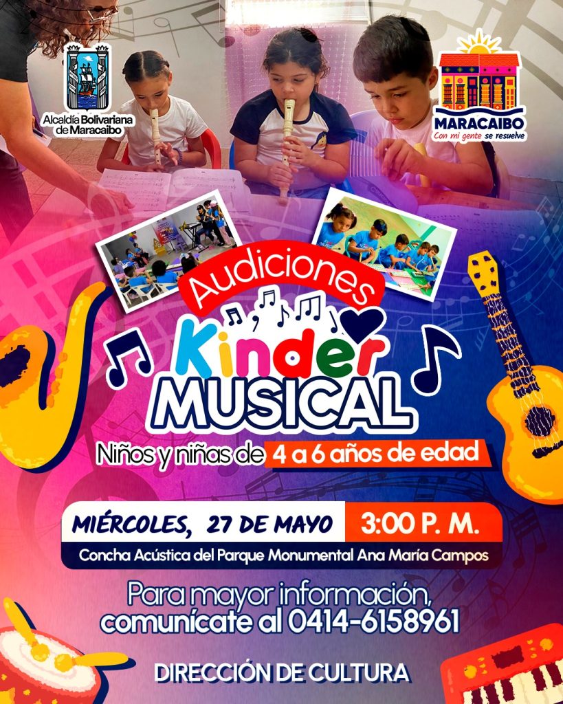 ‎¡Miércoles 27 de mayo! Alcaldía de Maracaibo convoca audiciones para "Kinder Musical" en el Parque Monumental Ana María Campos