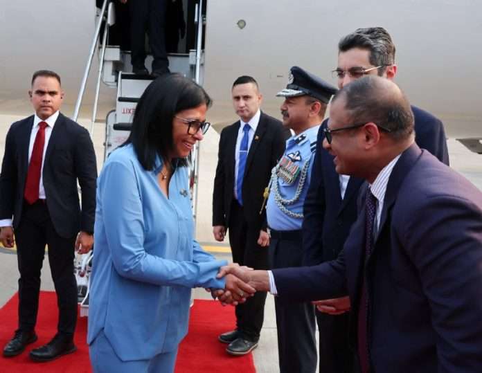 Delcy Rodríguez arribó a la ciudad de Nueva Delhi con el objetivo de cumplir una agenda de trabajo estratégica
