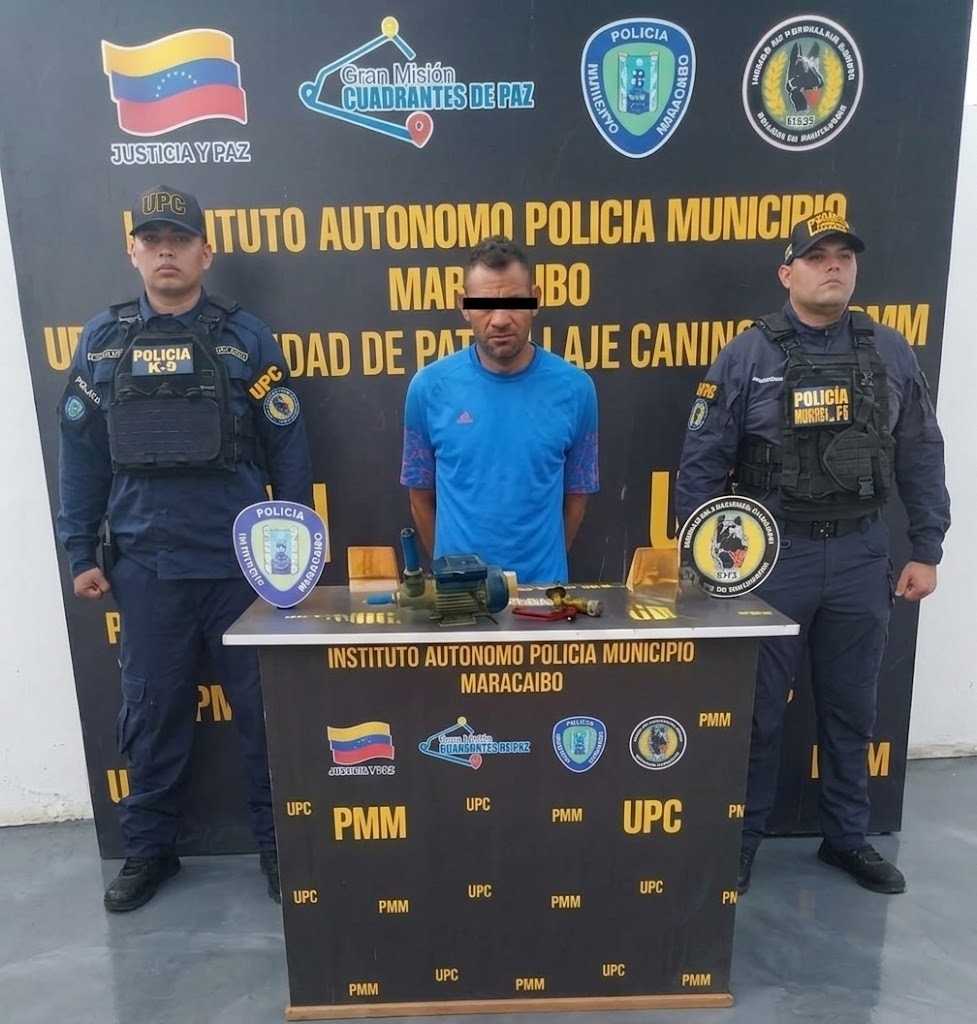 Polimaracaibo recupera bomba de agua hurtada y aprehende a un ciudadano en Milagro Norte