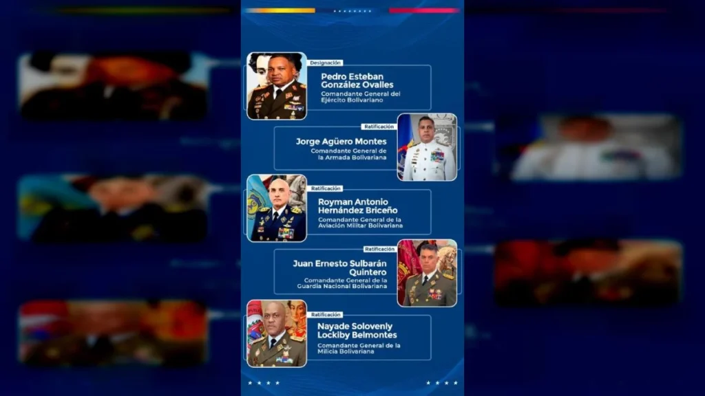 Delcy Rodríguez ratificó comandantes de la Armada, Aviación Militar, GNB y Milicia Bolivariana