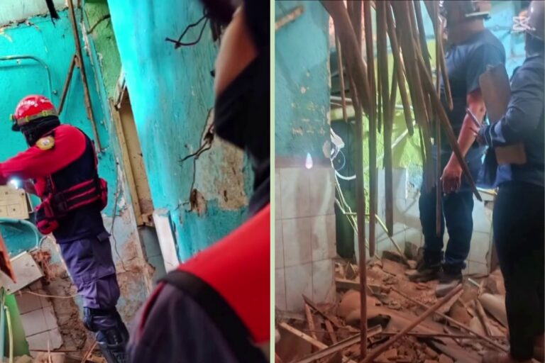 Colapso del techo de una vivienda en Caracas dejó a 21 personas atrapadas