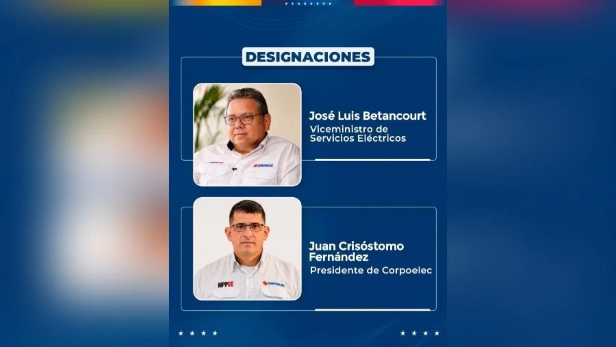 Delcy Rodríguez designa nuevo presidente de Corpoelec y nuevo viceministro de Servicios Eléctricos